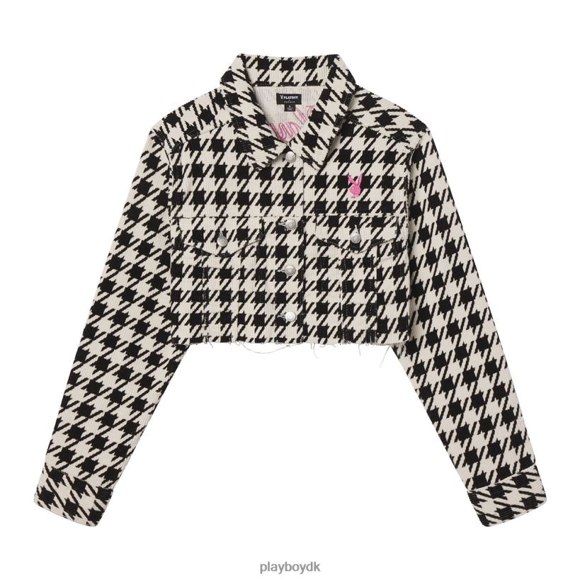 houndstooth cropped jakke D06FFT1075 tøj Playboy
