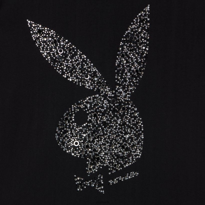 rhinestone t-shirt med kaninhoved D06FFT289 tøj Playboy x John Richmond