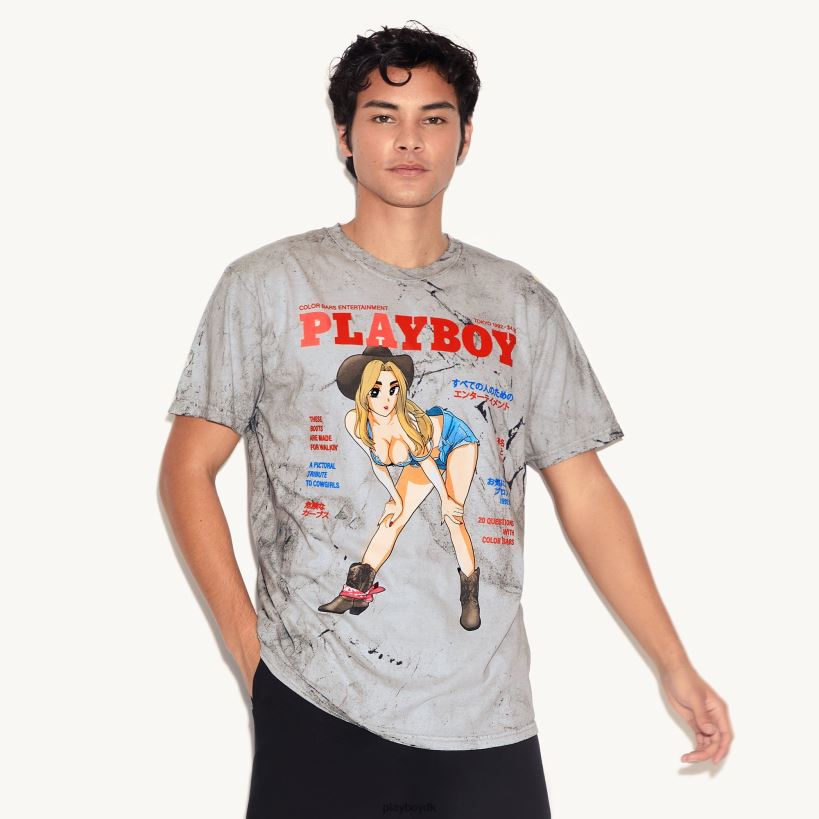 tokyo club cowgirl t-shirt tie-dye grå D06FFT86 tøj Playboy